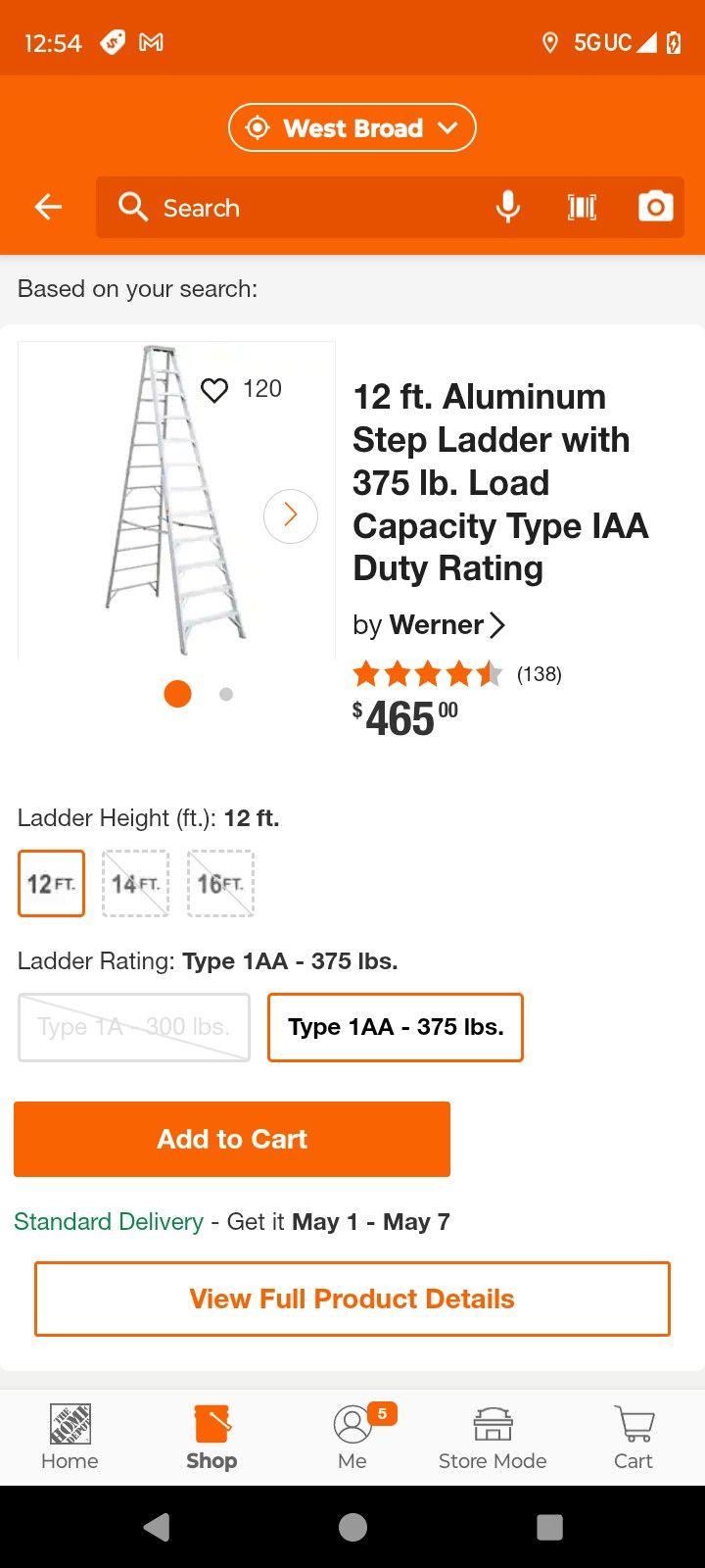Warner Aluminum 12 Ft Ladder