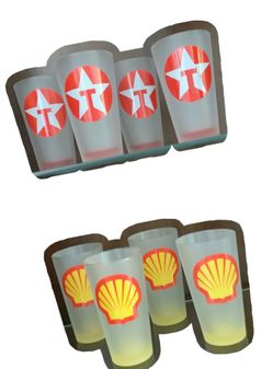 Vintage Gas Station Logo Drinking Glasses - 2 sets, Never Used