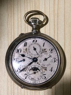 ANTIQUE  SWISS MOONPHASE POCKET WATCH /52mm
