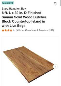 Hampton Bay Saman Solid Wood Butcher Block Countertop