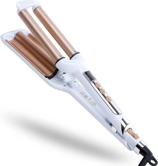 3 Barrel Professional Hair Crimper, 0.6 Inch, Ceramic, Variable Heat