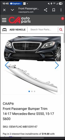 Mercedes Benz S550 Front Bumper Trim