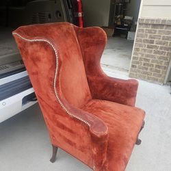 Vintage Hickory Orange Studded Antique Chair 
