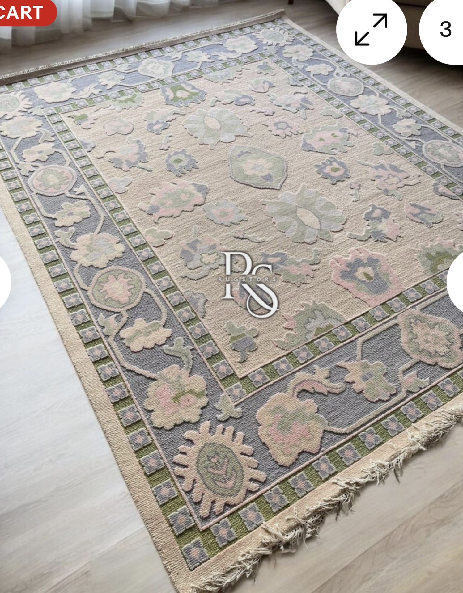Light Pink & Blue 4x6 Rug. Beautiful, Handknotted, Washable. New. & Unused. Classic Weavers