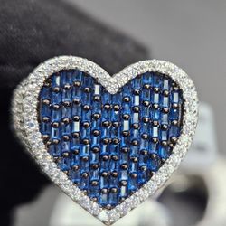 "HEART" Silver Moissanite Men Ring 