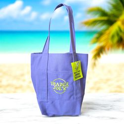 Trader Joe’s Mini Canvas Tote/lunch Bag: Bubble Gum Purple  (1 count, Brand New)