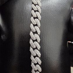 6.5" 6mm MIAMI CUBAN bracelet, Sterling Solid Silver, Moissanite