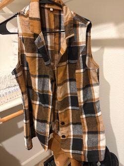 Plaid Flannel Sleeveless Vest