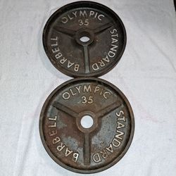 2 Olympic Standard Barbell 35Lbs Deep Dish Plates For 1 Price