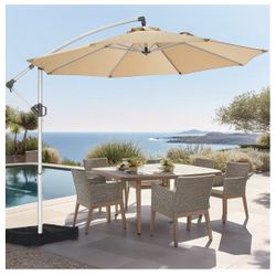 F382 $70 10ft Offset Patio Umbrella Included