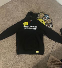 Awful lot of cough syrup hoodies white one is xl with no bag  black I have small and medium with bag