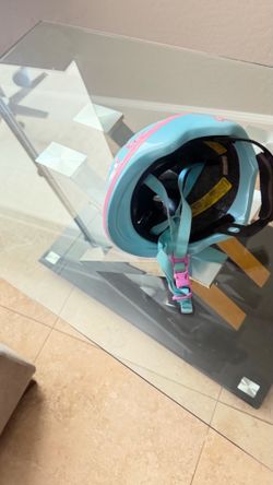 Girls Kids Bike / Scooter Helmet – Light Blue with Pink Butterflies