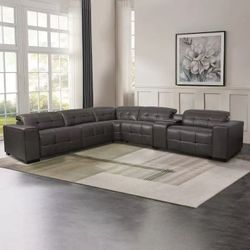 Ivy 6-piece Leather Power Reclining Sectional with Power Headrests，$1650