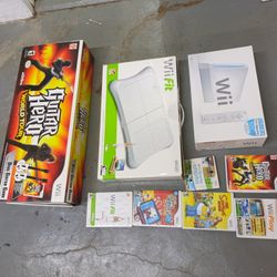 Nintendo Wii Console Guitar Hero Wii Fit Lot Games 
