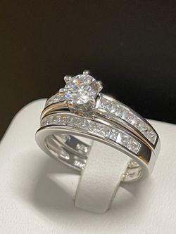 Women Engagement Wedding Ring Sets .925 Sterling Silver With Round Cut AAA CZ Size 4.5.6
