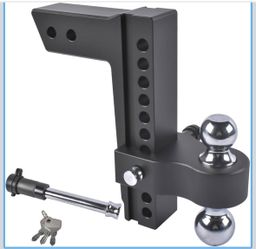 KOHREE Black Adjustable Trailer Hitch Fits 2.5" Receiver | 10" Drop/Rise Heavy Duty Aluminum Drop Hitch | 18500 LBS GTW Tow Hitch | 2" & 2-5/16" Tow B