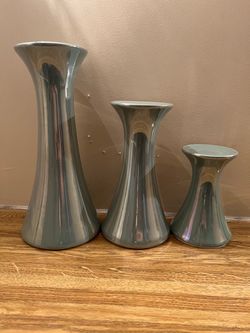 Set of 3 Ceramic Vases Graduated Sizes