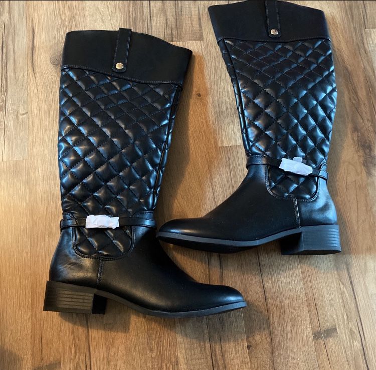 New! Karen Scott Quilted Buckled Riding Boots Size 8