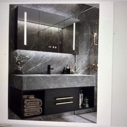 For Sale: Brand New Guiles Modern 39" Floating Bathroom Vanity Base (Grey & Black)/ $800