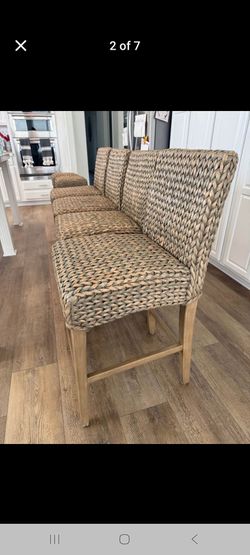 4 Pottery Barn Seagrass Counter Rattan Stools
