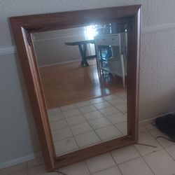 Vintage large mirror solid wood frame