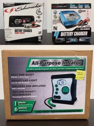 Photo Battery Charger Car Boat Tire Inflators Pump Rafts Compressor Cargador de Batería para Inflar Schumacher