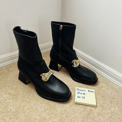 GUCCI New Boots 35 Black Horsebit Plaque