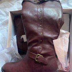 Burgundy Just Fab Boots Wide Calf Women’s Size 9