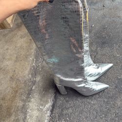 Silver High Boots