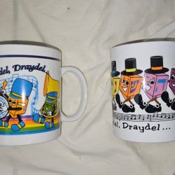 Hanukkah Draydel Song Coffee Tea Mug Tea Cup by Kite Lite Chanukah Express.  Diameter 3.25" x H4" $10 Each 
The Blue one has battery. 