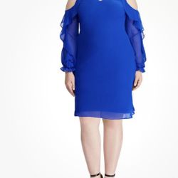 Brand New Lauren Ralph Lauren Cobalt Blue Cold Shoulder Dress - Size 8