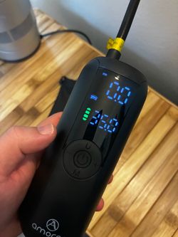 Portable Air Compressor Mini Bike Pump, AMORNO 150 PSI Electric Tire Pump Handheld Inflator with Digital LCD Screen LED Lights for Cars Bike Motorcycl