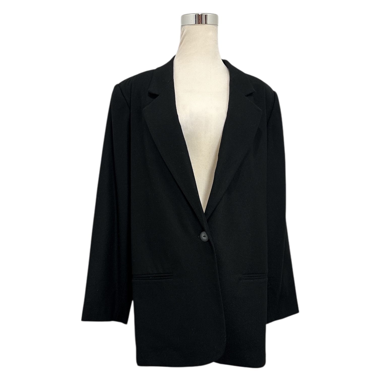 Sag Harbor Women's Black 100% Wool Blazer Jacket 18W One Button Closure Vintage
