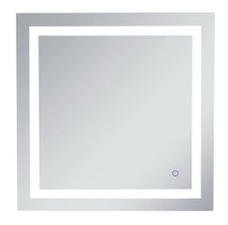 Elegant Lighting Helios 30" x 30" Modern Square Aluminum Frameless Bathroom Wall Mirror with LED Lighting