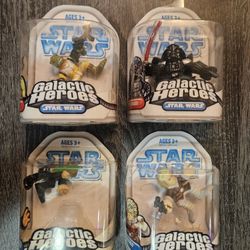 (4) Available - New 2007 Hasbro Star Wars Galactric Heroes Darth Vader Luke Skywalker Bossk Han Solo