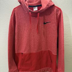 Nike Therma Fit Hoodie Mens Size XL Red Two Tone Training Fleece Pullover Sweatshirt Swoosh