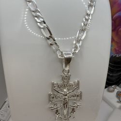 925 Sterling Silver Chains And Pendant 24” High Quality Solid Silver  Cadena Y Dije De Plata Es Solido 