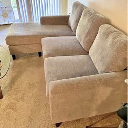 Light Gray Stark Modern 80” Sectional Sofa with Reversible Chaise by Living Spaces