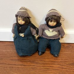 Two Vintage Twin Dolls One Boy And One Girl 9 Inches Tall