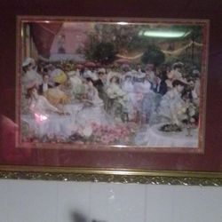 Gold Framed Oil Painting Of Dinner At The Hotel Ritz