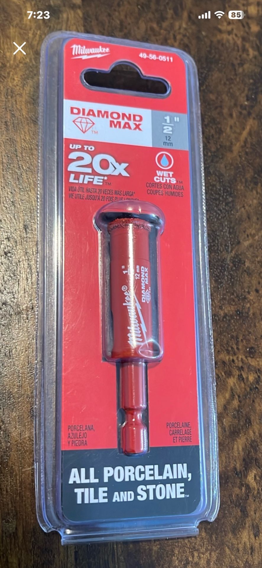 Milwaukee Diamond Max  1/2   12mm  ALL PORCELAIN  TILE AND STONE