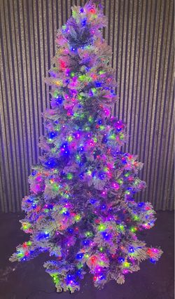 7.5' Pre-Lit Flocked Micro LED Christmas Tree