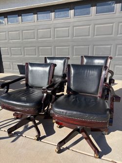 Set of 4 Leather Poker / Game Table Chairs