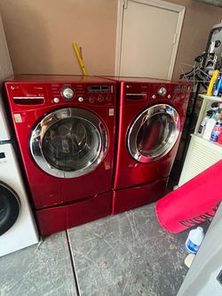 LG Front Load Washer and Dryer Set Red