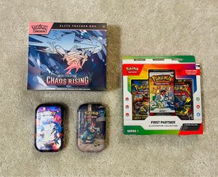 4x Pokemon Cards Elite Trainer Box (ETB), Mini Tins, and Collection Box - Sealed & New