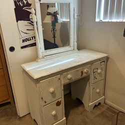 Old White Vanity 