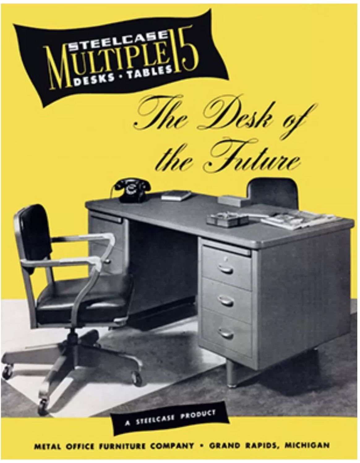 VINTAGE MID-CENTURY STEEL TANKER DESK-ORIGINAL CONDITION $650. (pick up only)