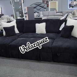 ✅️✅️3-Piece Black  color Convertible Sectional✅️✅️
