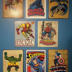 Vintage Superhero Tin Sign Bundle 