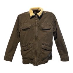 Kirra Mens Sherpa Lined Flannel Lined Work Jacket Brown Chore Coat Workwear. Size XL 